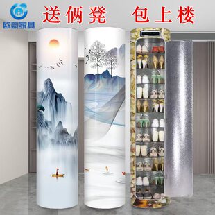 智能杀菌消毒旋转鞋 360度旋转门口家用高立式 鞋 架圆形圆柱收纳 柜