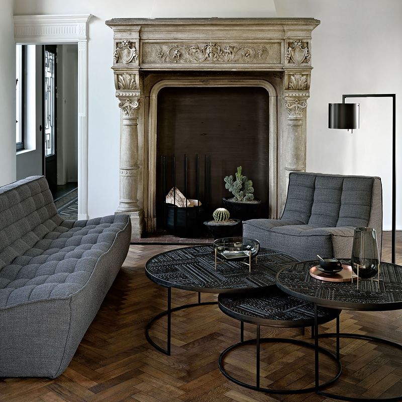 雕花圆形组合茶几设计师款艺术