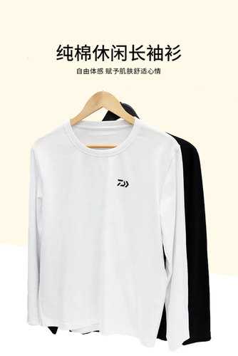 daiwa达亿瓦钓鱼服纯棉长袖T恤