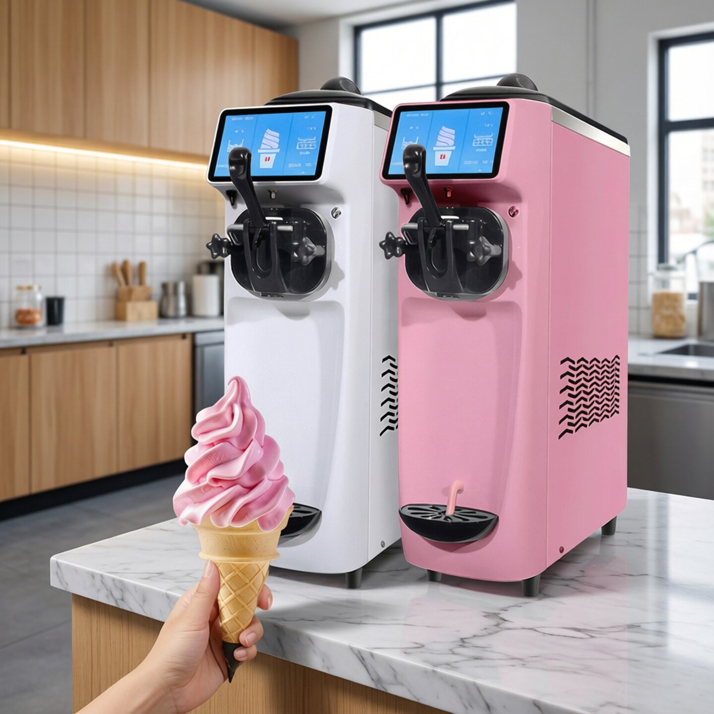 广绅商用冰淇淋机迷你小型台式冰激凌机甜筒全自动雪糕机源头工厂