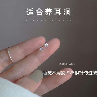 S925纯银饰耳环女养耳洞2022年新款潮洋气小众设计高级感耳钉2023