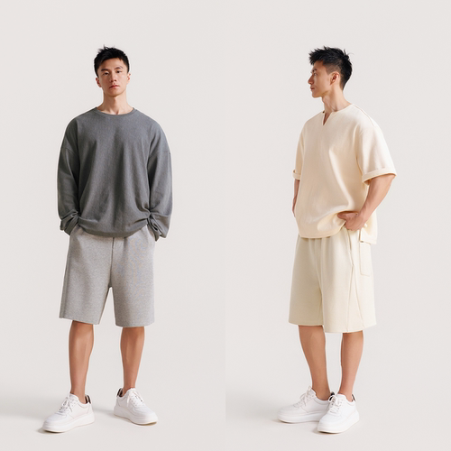 全松紧腰头直筒短卫裤2色