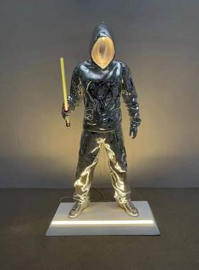 玻璃钢电镀卫衣男孩雕塑镜面银色人物雕像美陈装饰脸部镂空人摆件