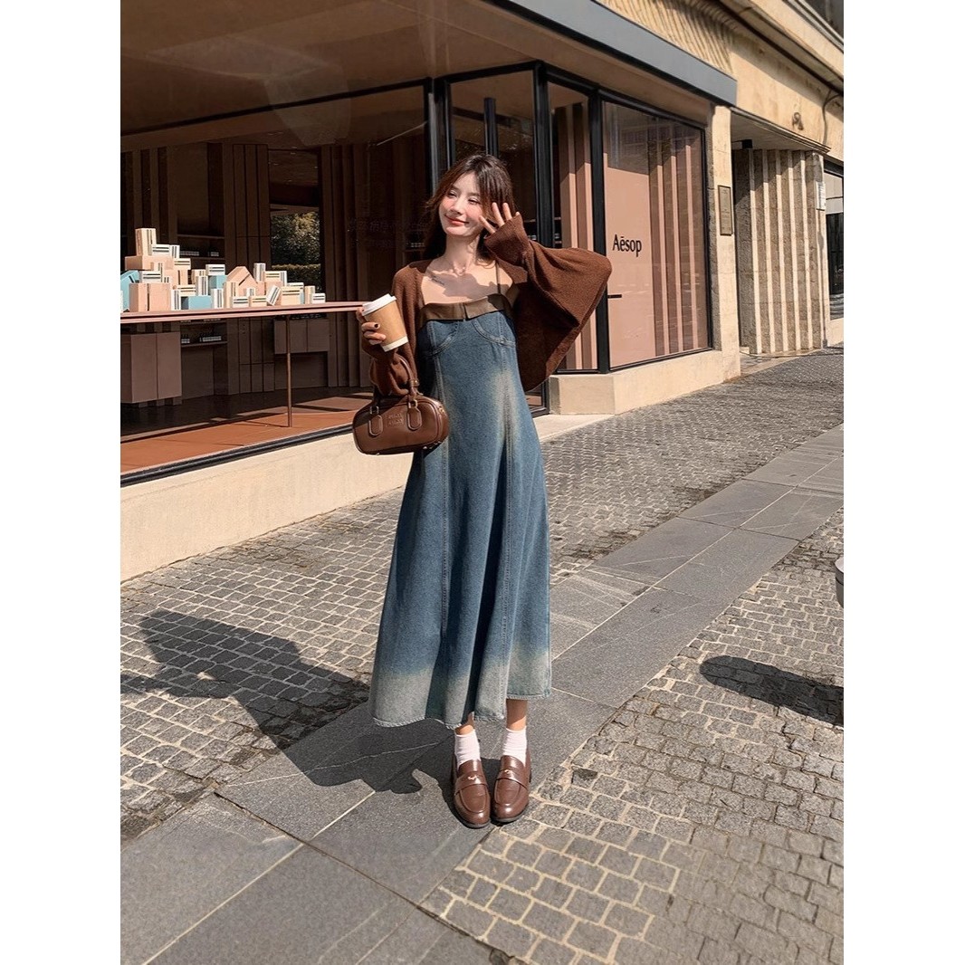 官网女装夏易菲韩系穿搭针织开衫牛仔吊带裙连衣裙套装女春2026新,女装/女士精品,大码套装,淘宝优惠券,粉丝福利购,淘宝优惠卷