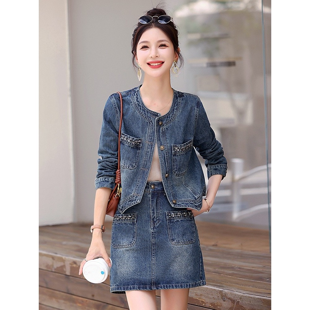 官网女装夏易菲时尚牛仔套装2026春上新气质时尚钉钻设计感百搭显,女装/女士精品,大码套装,淘宝优惠券,粉丝福利购,淘宝优惠卷