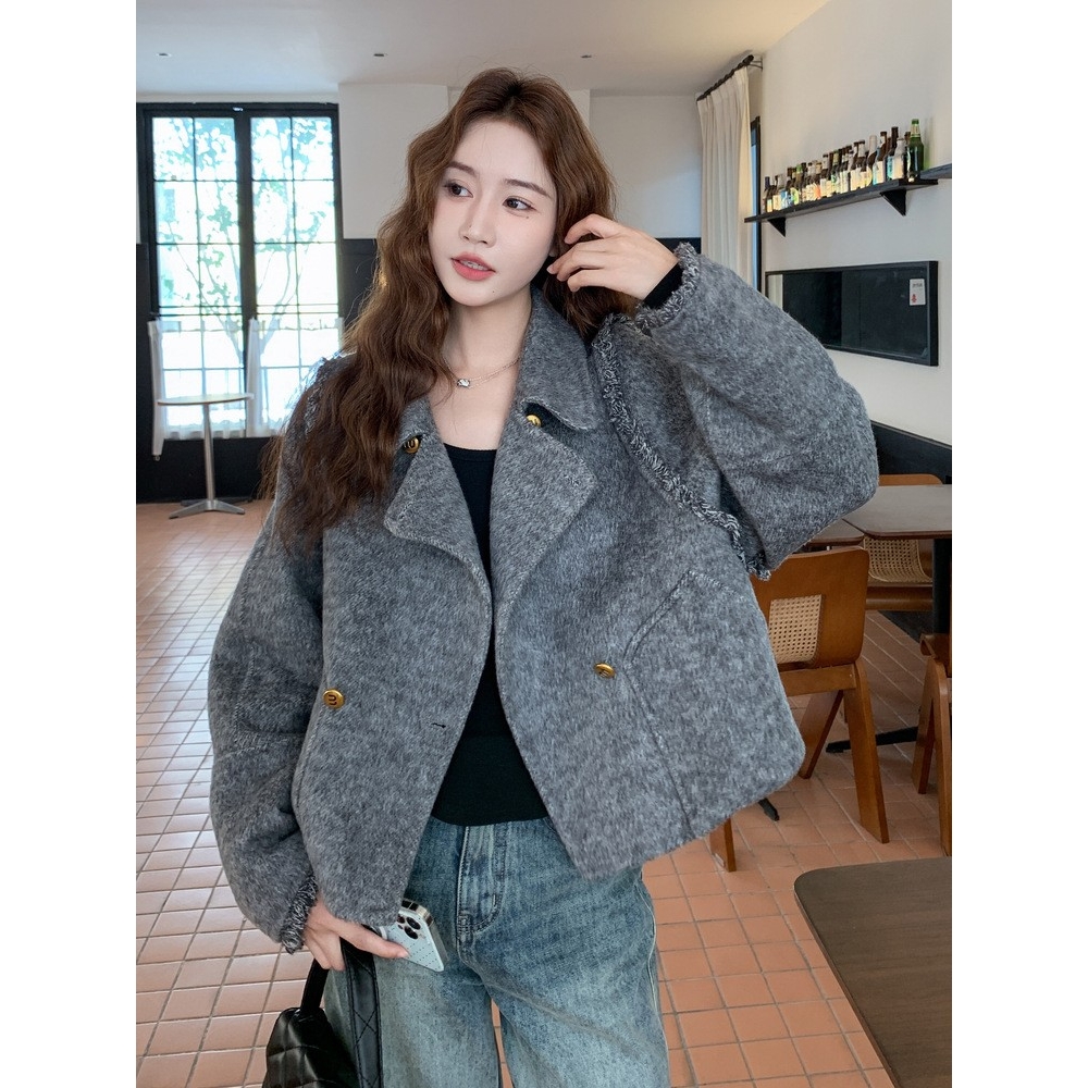 官网女装夏易菲设计感双面呢大衣女款2025新款秋冬季宽松时尚羊毛