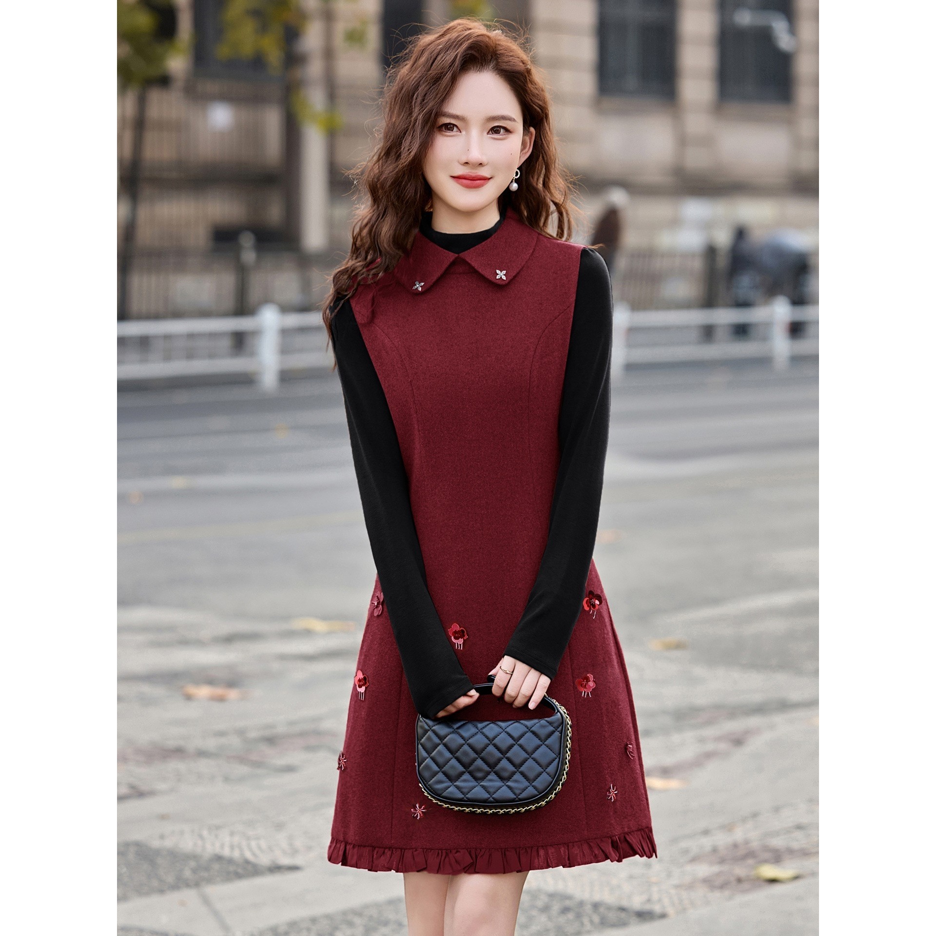 官网女装夏易菲知性风女士连衣裙2026春季新款时尚修身显瘦娃娃领,女装/女士精品,连衣裙,淘宝优惠券,粉丝福利购,淘宝优惠卷