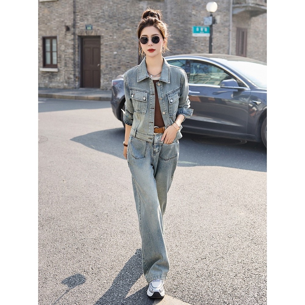 官网女装夏易菲阔腿裤套装女2026年春季上新简约大方潮流百搭磨白,女装/女士精品,时尚套装,淘宝优惠券,粉丝福利购,淘宝优惠卷