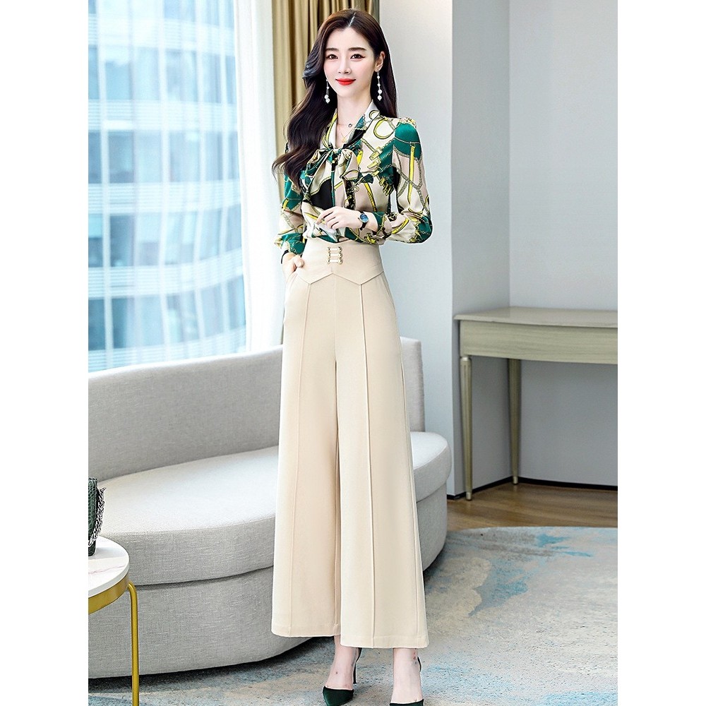 官网女装夏易菲2026年秋季新款印花系带透气衬衣搭高腰阔腿裤洋气,女装/女士精品,时尚套装,淘宝优惠券,粉丝福利购,淘宝优惠卷