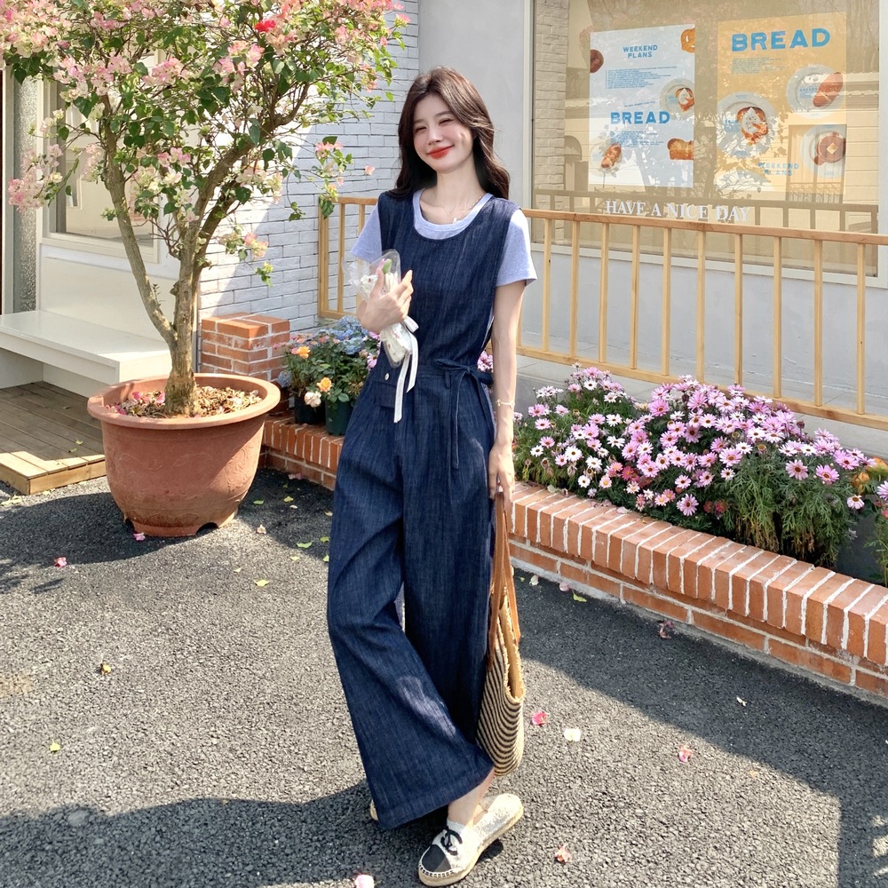 官网女装夏易菲实拍减龄时尚套装2025新款港风复古休闲百搭牛仔连