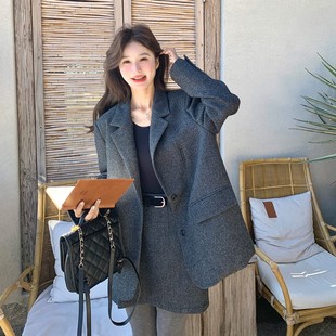 官网女装夏易菲灰色韩系高级感羽绒内胆西服套装女2026冬新款气质