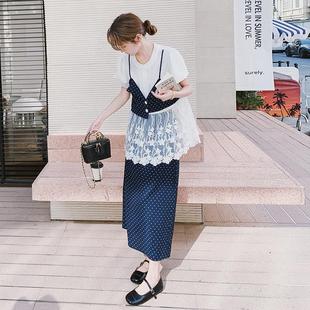 法式 官网女装 新款 夏易菲波点裙套装 设计感甜美优雅蕾丝 女2025夏季