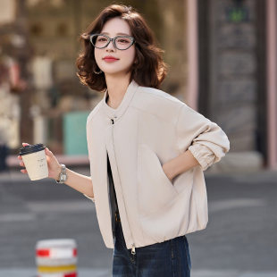 立领拉链宽松短款 官网女装 复古皮衣女外套 新款 酷 夏易菲2026春季