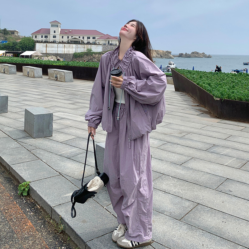 官网女装夏易菲实拍可盐可甜工装休闲运动套装2025新款抽绳花苞立