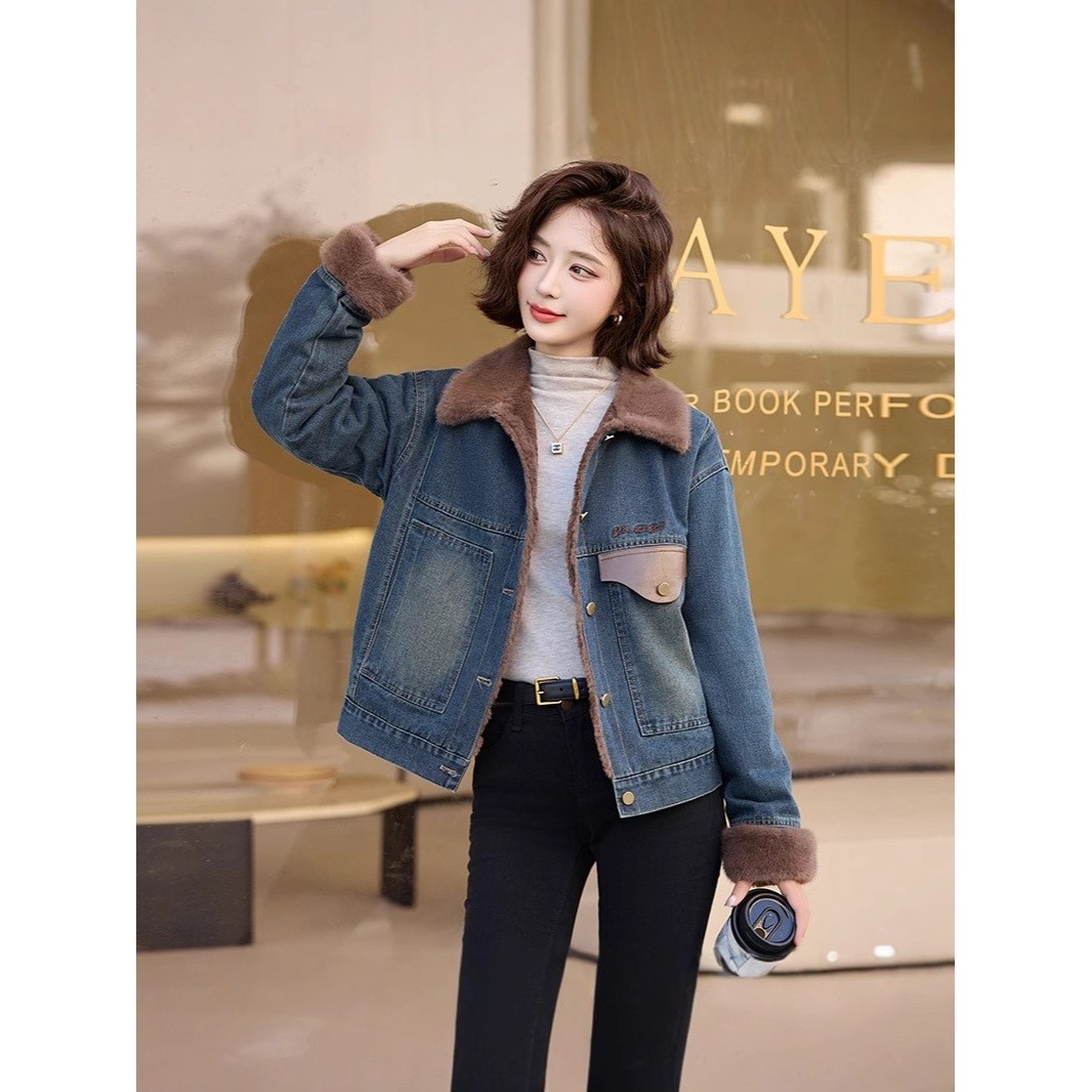 官网女装夏易菲2026冬时尚休闲加绒牛仔上衣新款气质翻领绣花牛仔,女装/女士精品,常规大码外套,淘宝优惠券,粉丝福利购,淘宝优惠卷