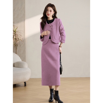 官网女装夏易菲气质小香风套装裙子女秋冬装2026秋冬季新款名媛时