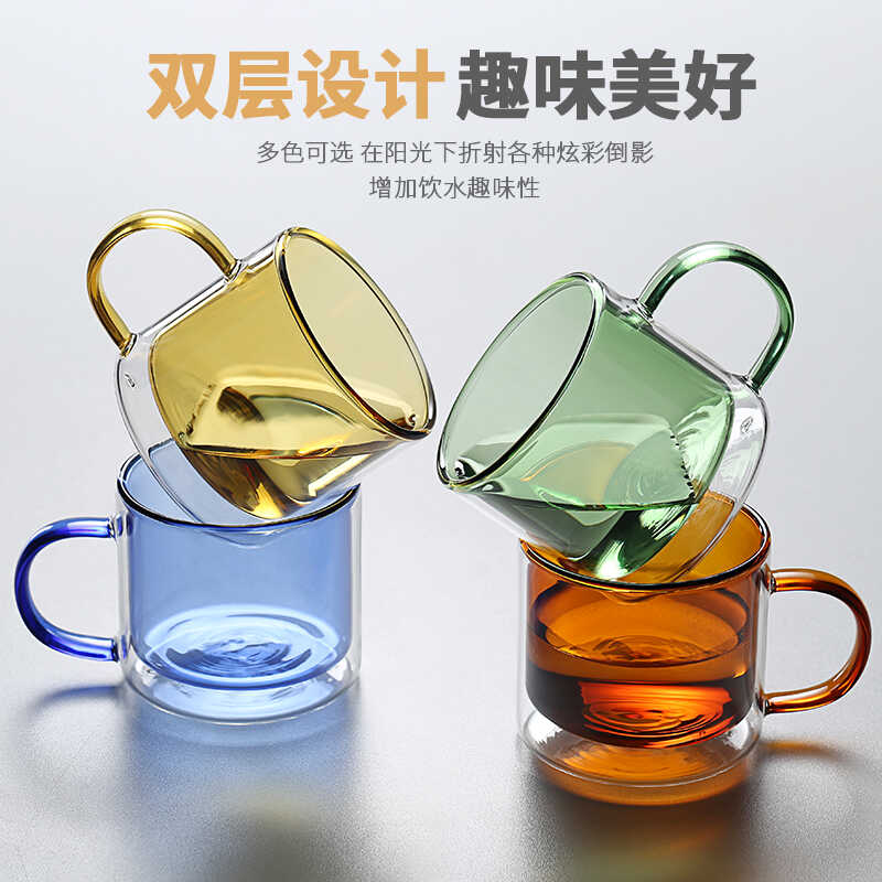 高硼硅家用纯手工双层隔热玻璃杯
