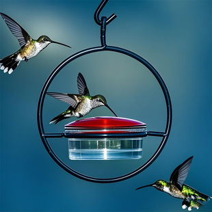 蜂鸟喂水器跨境喂鸟器金属悬挂hummingbird feeder户外鸟用鸟食盒
