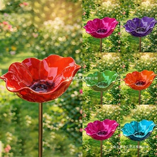 现货独立站Handmade Metal Flower Garden Stake手工喂食金属花园