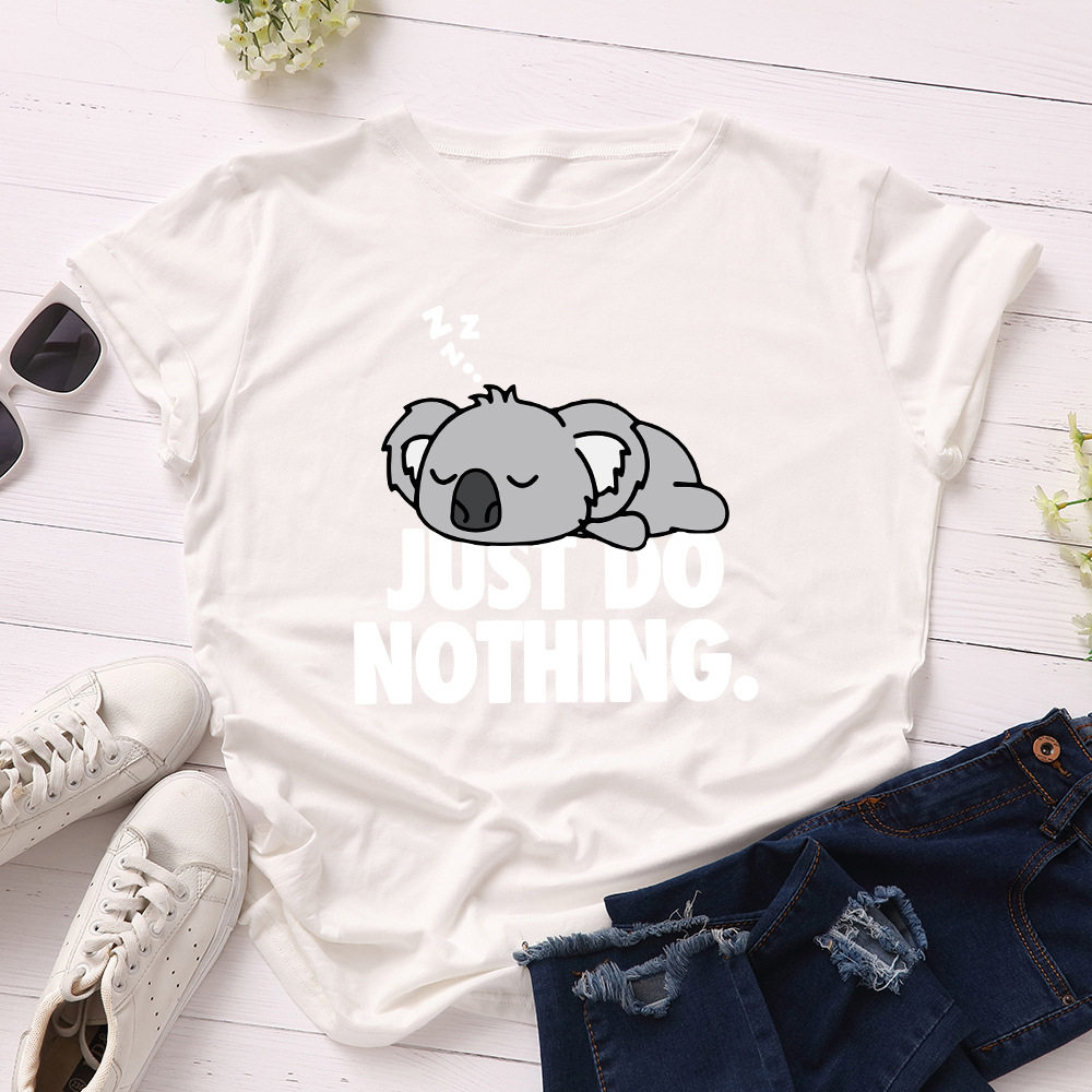 JUST DO NOTHING 코알라 프린트 여성 T 셔츠 반소매 O NEC