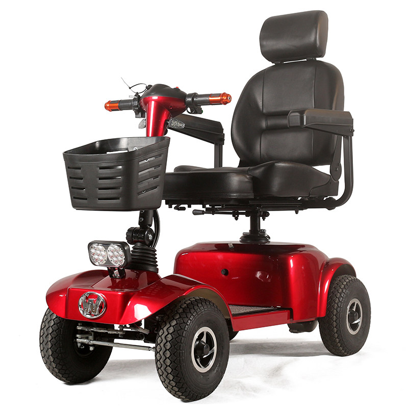 威之群老年电动车四轮直把可折叠接送小孩子双人电瓶车老人代步车