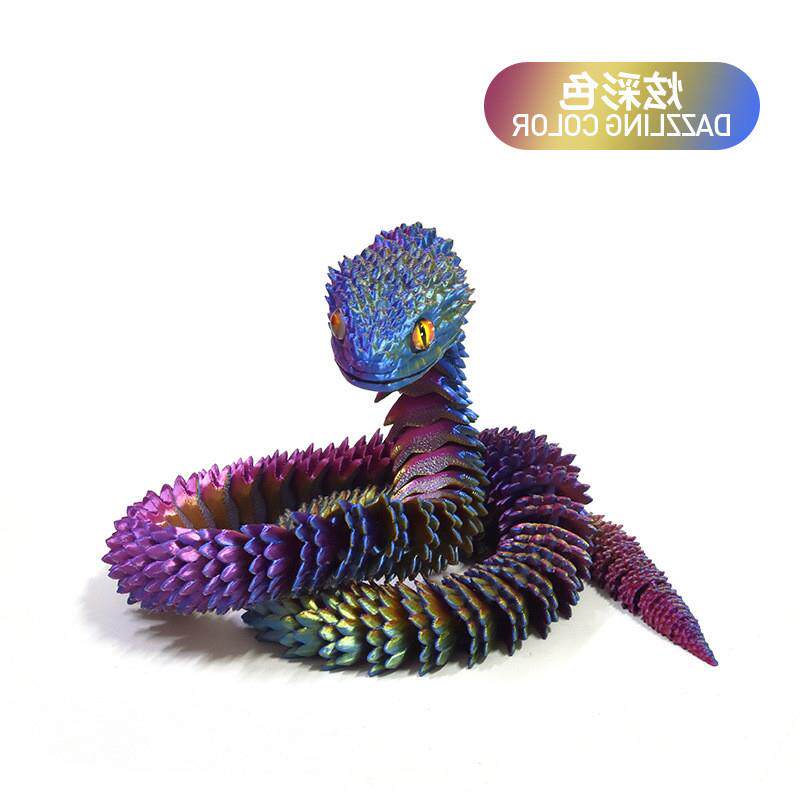 。3d打印龙玩具蛇夜光动物模型关节可动彷真蛇摆件三地假蛇儿童玩