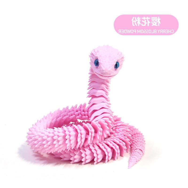 。三3d打印蛇玩具小蛇年关节仿真动物模型儿童礼物桌面装饰造景摆