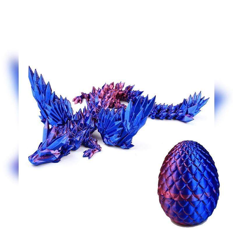 。3D打印儿童玩具水晶龙带翅膀飞龙关节可动创意中国龙摆件造景模