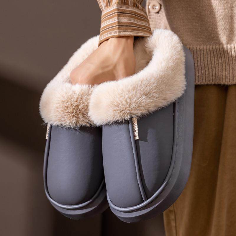 。厚底棉拖鞋女款冬季室内家居防滑加绒保暖秋冬毛拖鞋男士外穿防