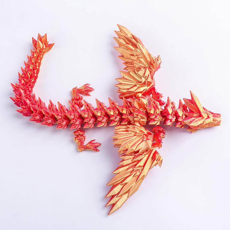 。3d打印水晶飞龙多关节可动带翅膀手办儿童玩具车载摆件男女孩礼