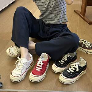 厚底女鞋26年夏季新款休闲厚底增高流苏时尚百搭潮流美式复古板鞋