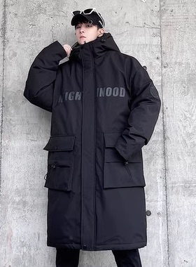 2025冬季大码男装中长款羽绒服男加厚保暖防寒服商场高级连帽外套