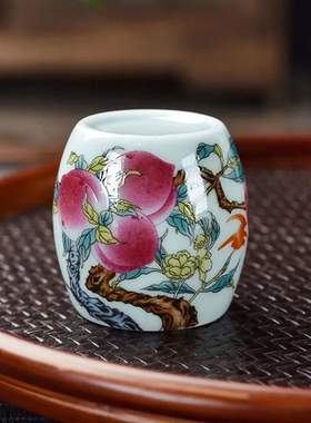 粉彩九桃盖置盖托景德镇陶瓷功夫茶具盖子托茶道零配件桃子壶盖架