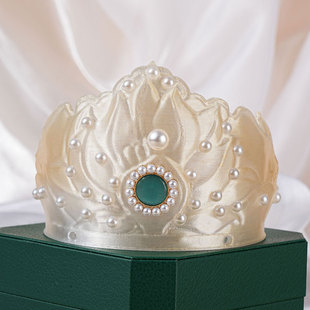 宋制发冠头饰 汉服配饰发饰金色3d打印仙气莲花发冠