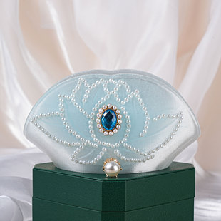 《盛莲》宋制发冠头饰 汉服配饰发饰蓝色3d打印仙气莲花发冠