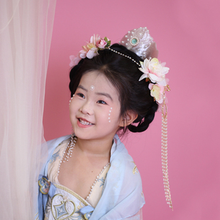 《烟橘》儿童宋制发冠头饰 汉服配饰发饰3d打印仙气莲花发冠