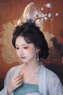良造坊 3D打印 双面可戴重工浮雕山口 汉服配饰宋制婚服高低发冠