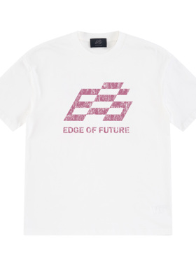 E86BRAND 做旧裂痕LOGO印花宽松运动纯棉情侣短袖