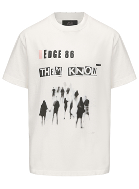 【张泽禹同款】E86BRAND 标语人像新疆棉手工破坏圆领透气短袖T恤