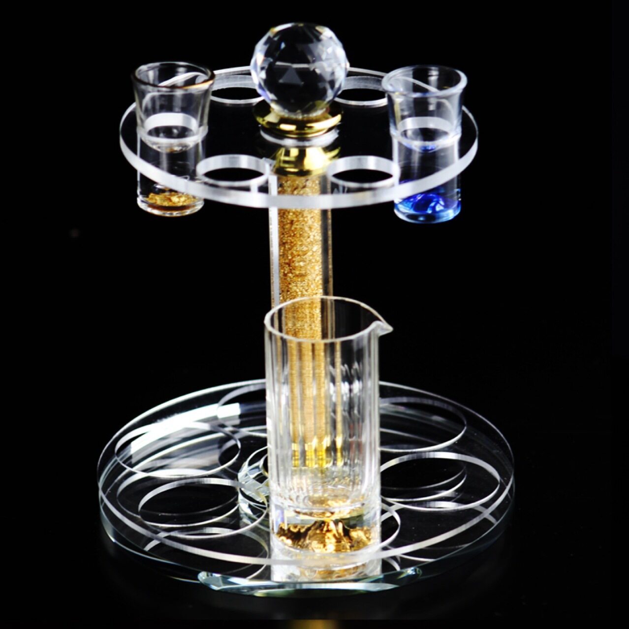 家用酒架杯架水晶白酒杯小酒盅收纳托盘烈酒杯一口子酒具旋转