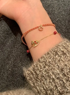 18k真金电镀锆石滴油小马手链新中式本命年手环轻奢高级感手饰女