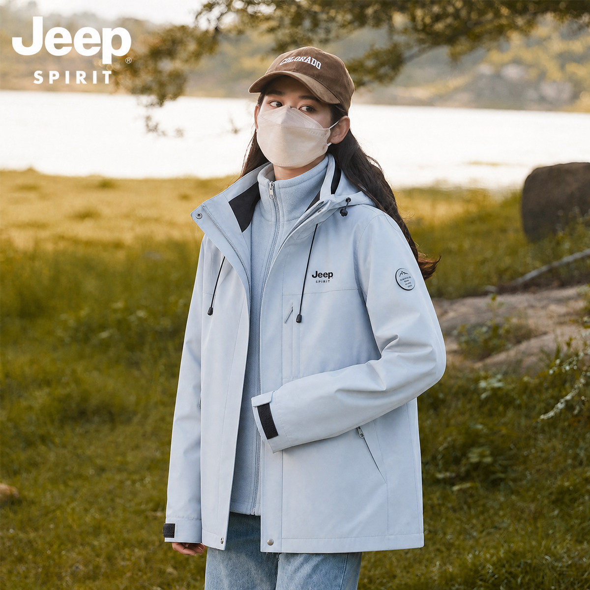 JEEP吉普冲锋衣男女款秋冬季防水三合一外套情侣款户外团体服定制