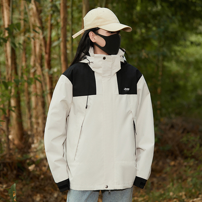 JEEP吉普冲锋衣女春秋季防水单衣风衣男外套男女情侣款户外装定制