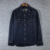 美式 外套 宽松衬衫 复古牛仔衬衫 西部水洗刺绣