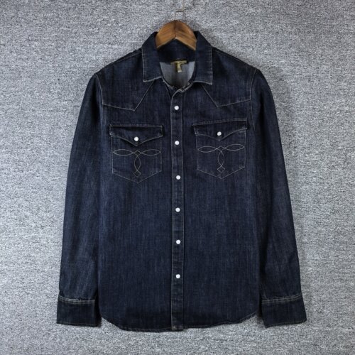 美式复古RRL 牛仔衬衫 西部水洗刺绣 宽松衬衫外套