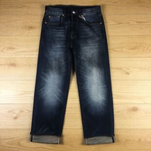 Givins复古纽扣门襟 RRL男士 款 经典 双R 赤耳直筒宽松牛仔裤