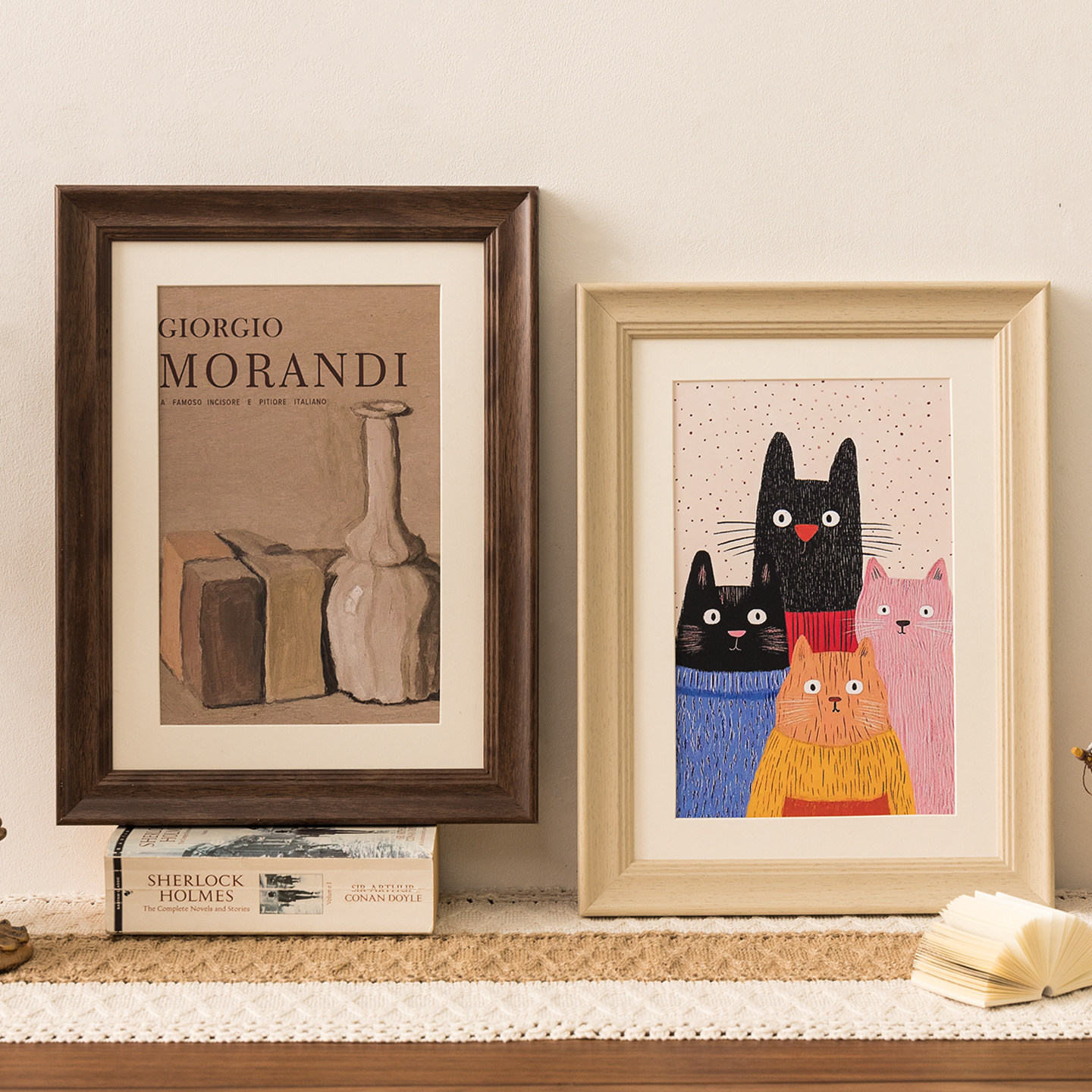 美式复古彩铅拼图画框空框装裱a3a4摆台仿木质水彩素描油画框挂墙,家居饰品,相框/画框,淘宝优惠券,粉丝福利购,淘宝优惠卷