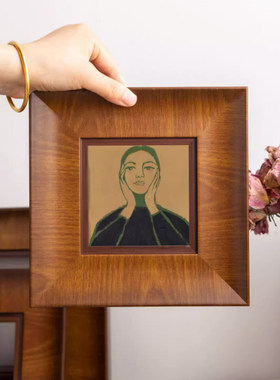 法式复古实木相框空框摆台正方形中古风挂墙装饰画框定制油画外框