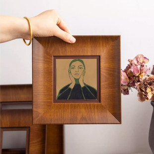 法式复古实木相框空框摆台正方形中古风挂墙装饰画框定制油画外框