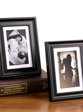黑色中古相框摆台高级感6 7 8寸照片定制diy实木画框空框装裱挂墙